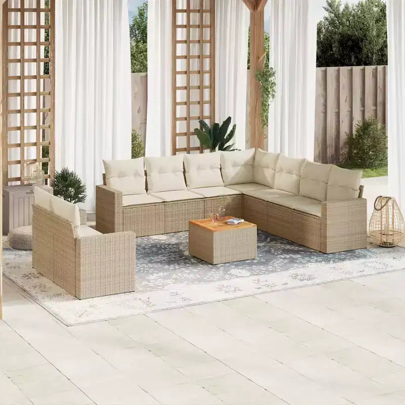 vidaXL Salon de jardin avec coussins en résine tressée