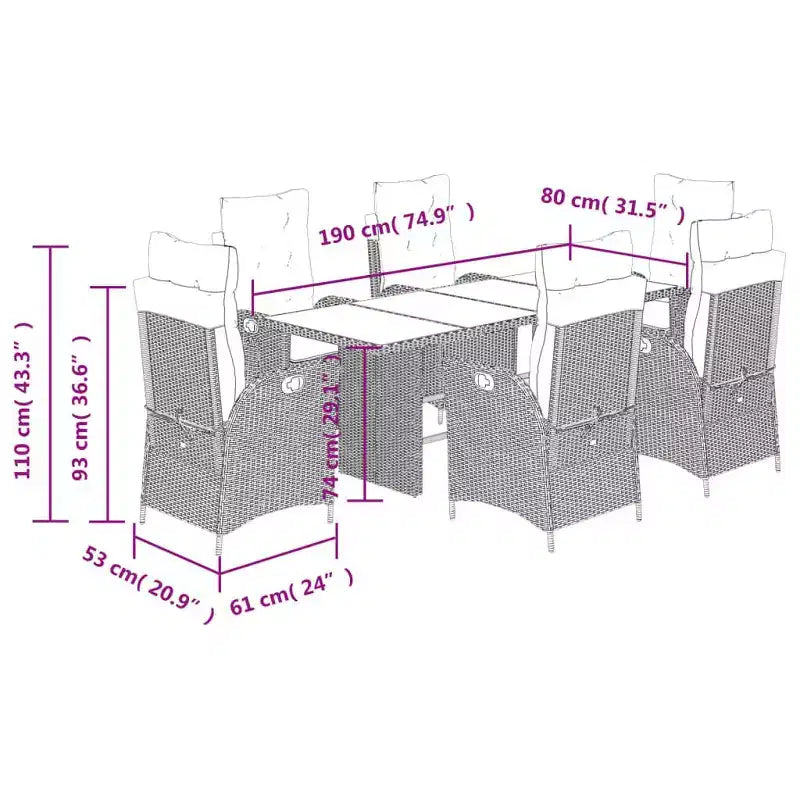 vidaXL Ensemble de Repas de Jardin avec Coussins en Plusieurs Couleurs