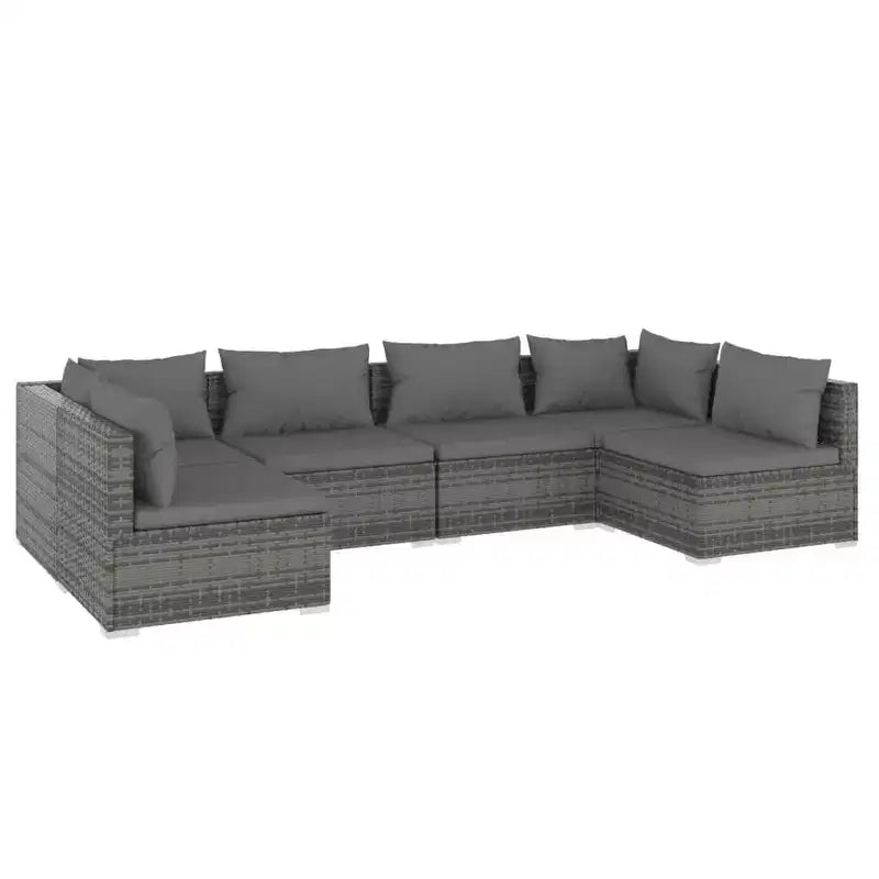 vidaXL Patio Lounge Set with Cushions Poly Rattan