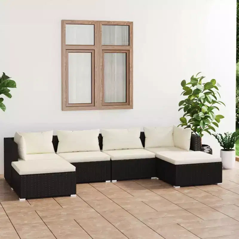 vidaXL Salon de jardin avec coussins en résine tressée