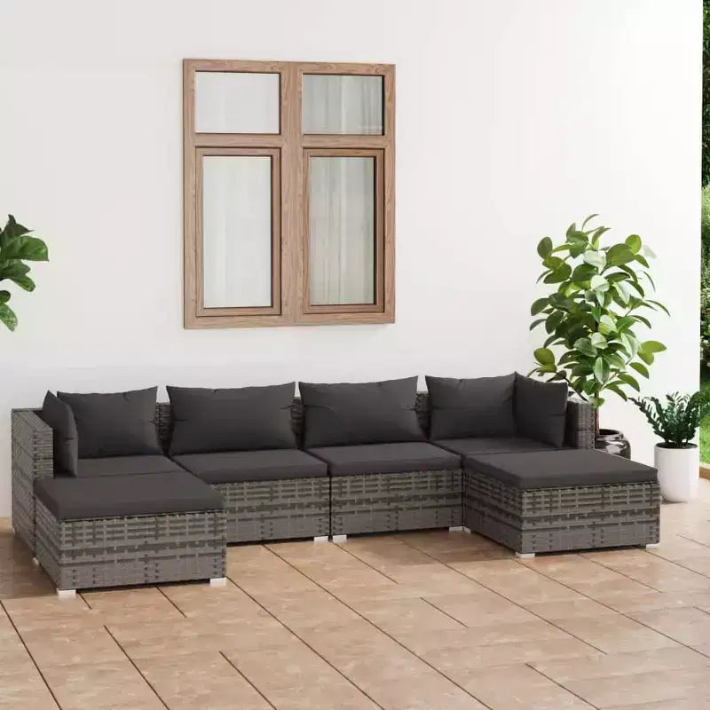 vidaXL Salon de jardin avec coussins en résine tressée