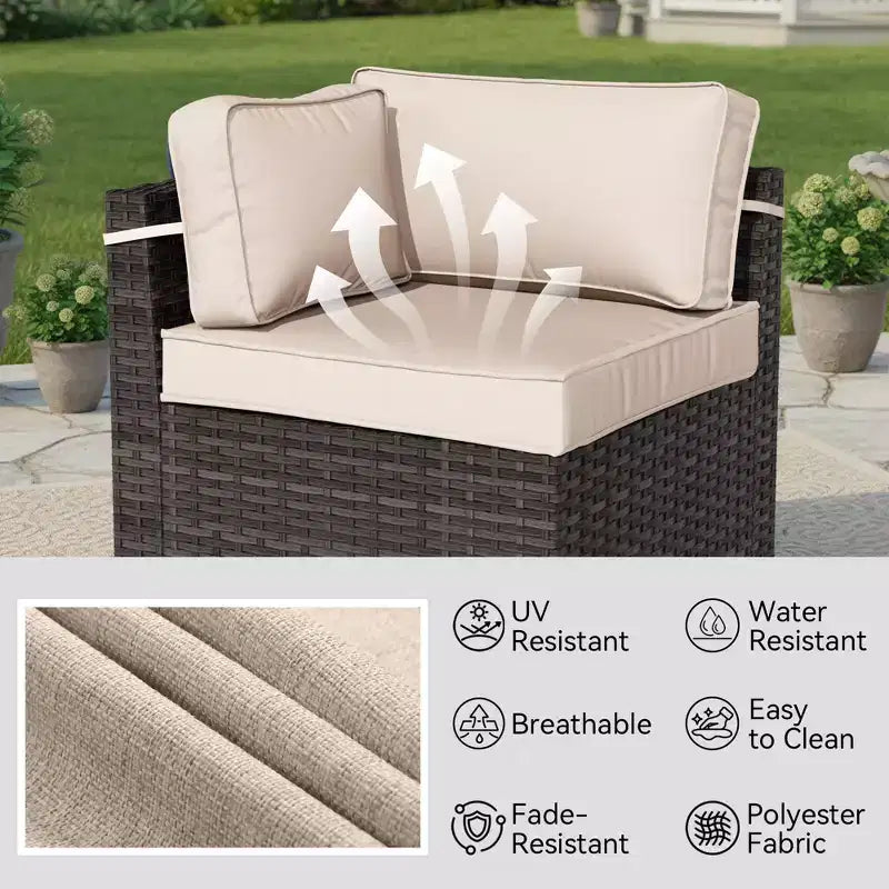 Ensemble de patio UPTIOT 5 pièces : 2 canapés d'angle, 2 chaises d'appoint et une table basse brasero grise pour un confort et un divertissement extérieurs ultimes