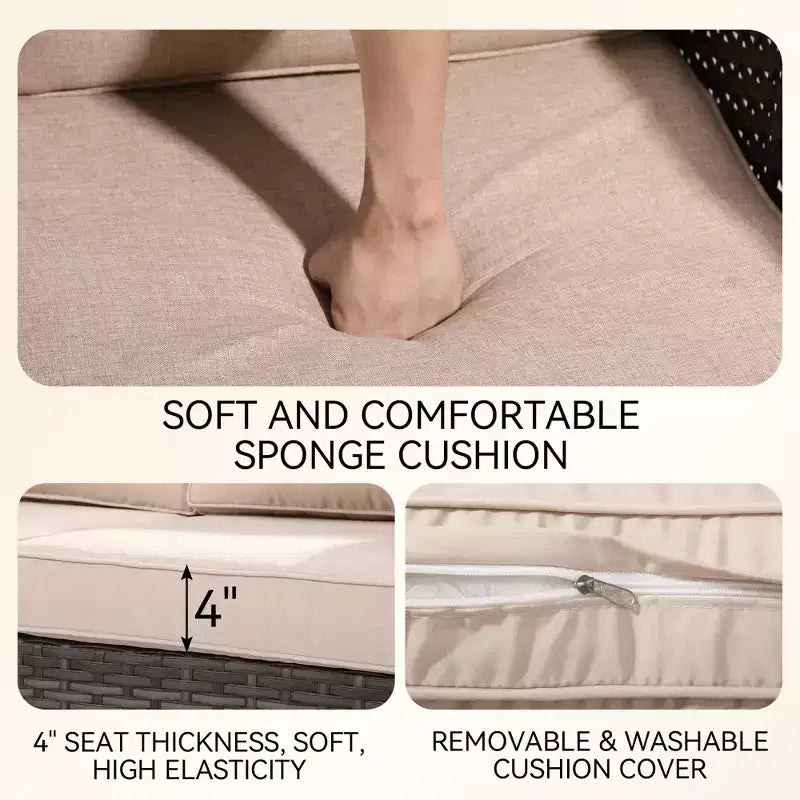 Ensemble de patio UPTIOT 5 pièces : 2 canapés d'angle, 2 chaises d'appoint et une table basse brasero grise pour un confort et un divertissement extérieurs ultimes
