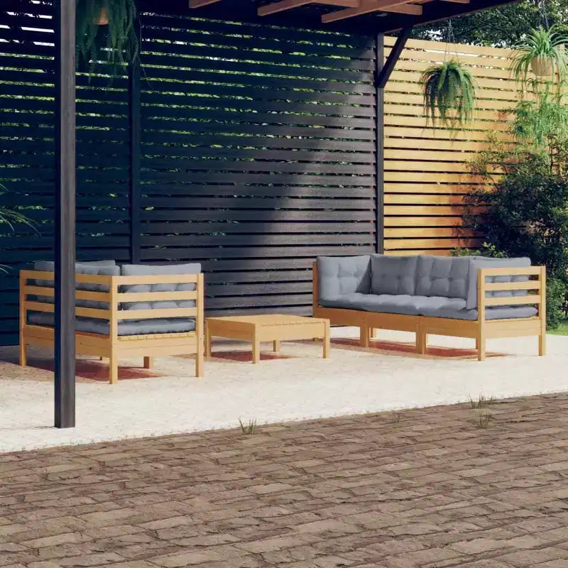 vidaXL Salon de jardin en pin massif avec coussins, multicolore