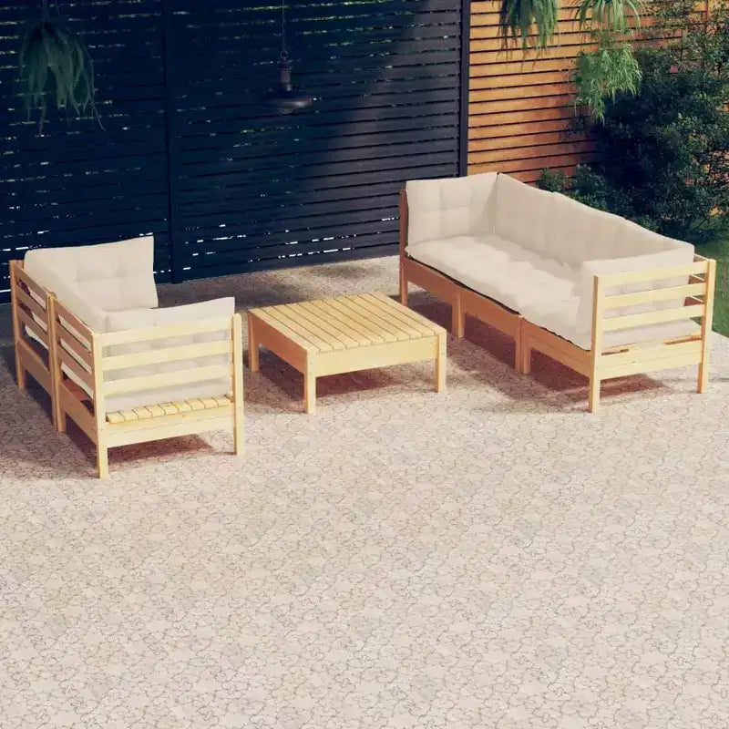 vidaXL Salon de jardin en pin massif avec coussins, multicolore