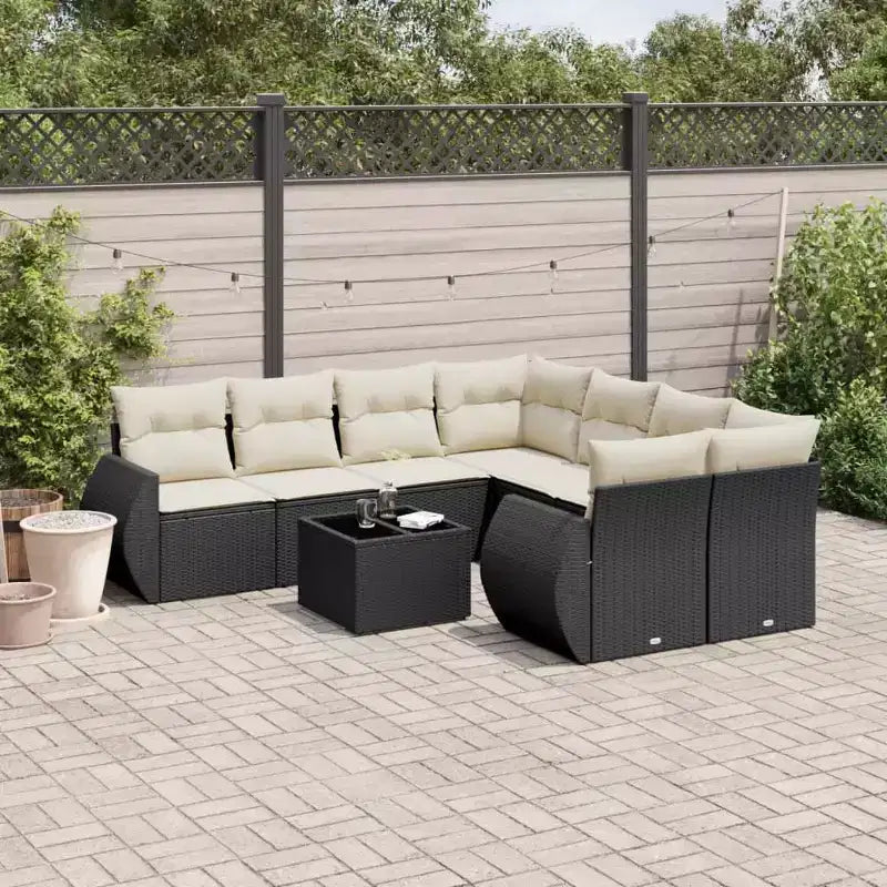 vidaXL Salon de jardin avec coussins - Mobilier d'extérieur moderne en résine tressée
