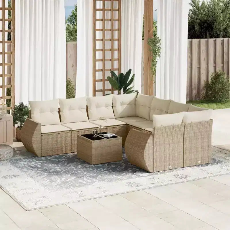 vidaXL Salon de jardin avec coussins - Mobilier d'extérieur moderne en résine tressée