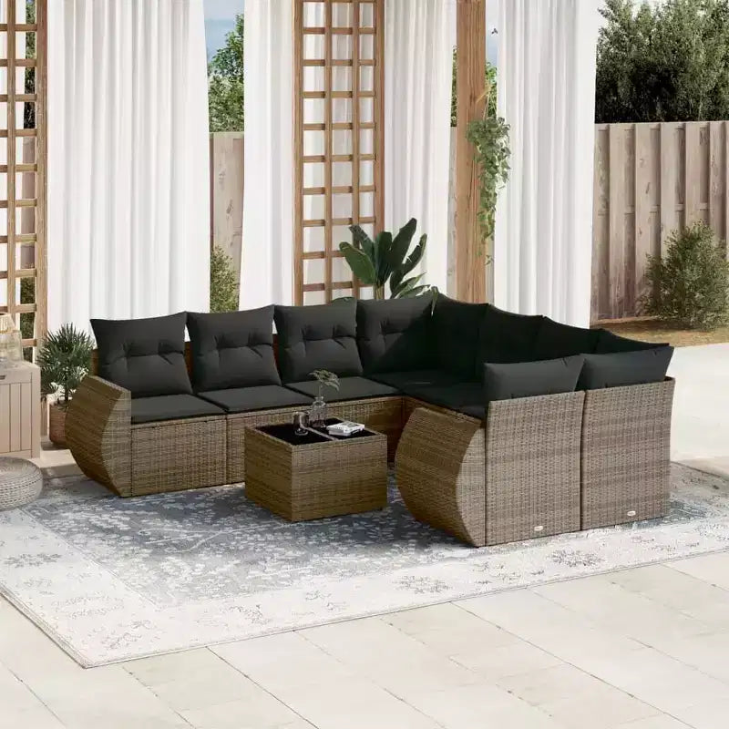 vidaXL Salon de jardin avec coussins - Mobilier d'extérieur moderne en résine tressée