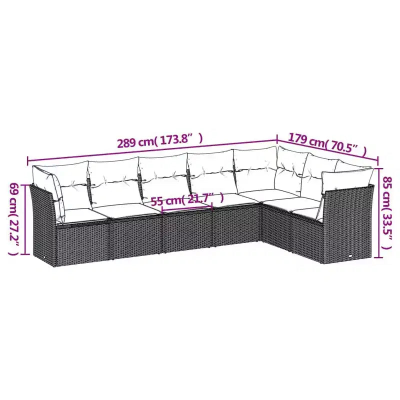 vidaXL Salon de jardin en rotin synthétique