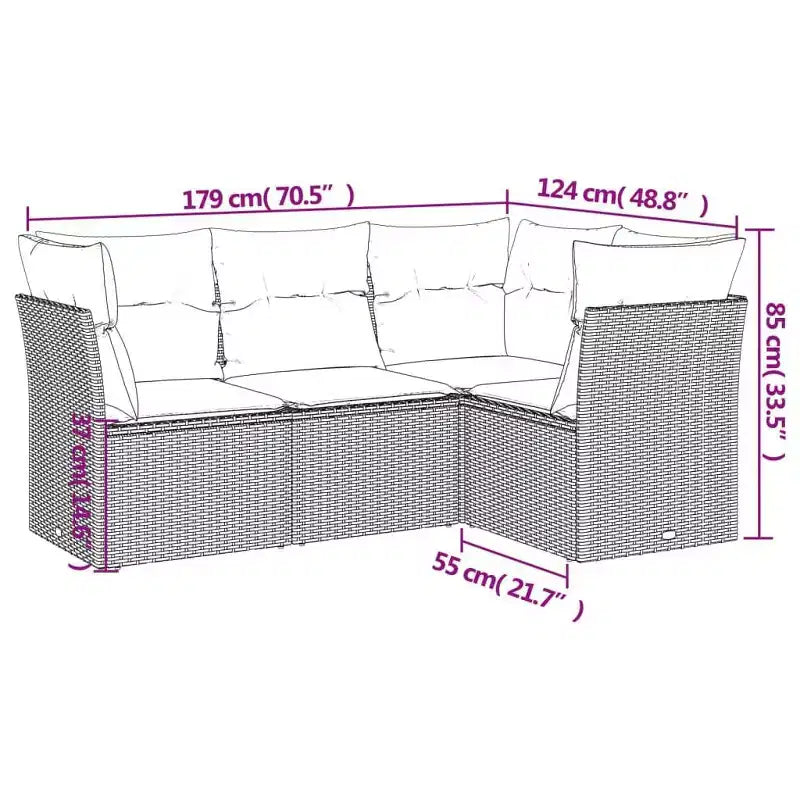 vidaXL Ensemble de canapés de jardin modulaires avec coussins et rangement