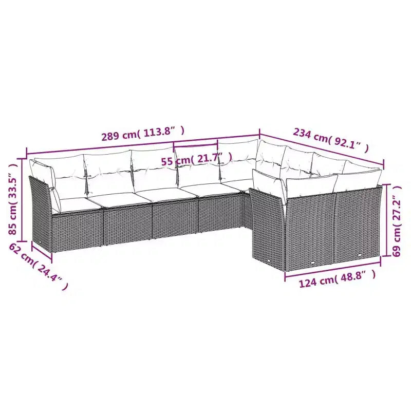 vidaXL Ensemble de canapés de jardin en résine tressée Grand ensemble de canapés de jardin modulables