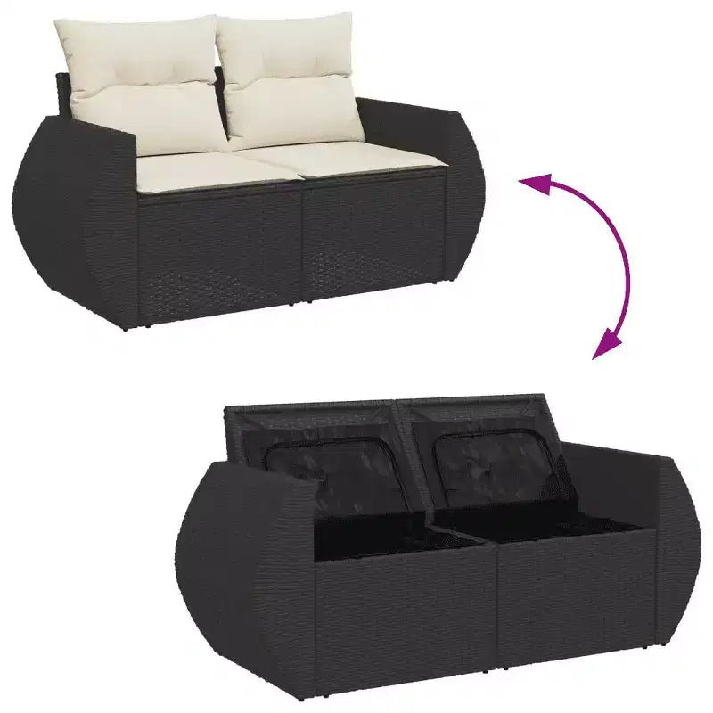 vidaXL Ensemble de canapés de jardin modulaires en rotin synthétique avec coussins
