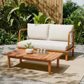 Christopher Knight Home Kazuya Modern 2 Piece Acacia Wood Patio Seating Set with Cushion