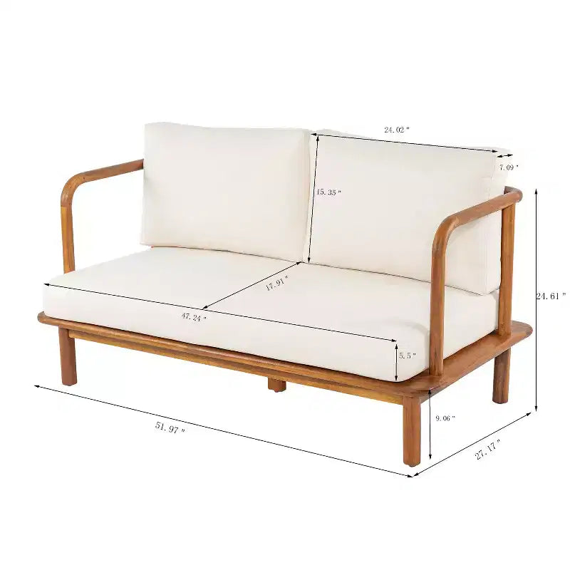 Ensemble de salon de jardin 2 pièces moderne Kazuya en bois d'acacia Christopher Knight Home avec coussin