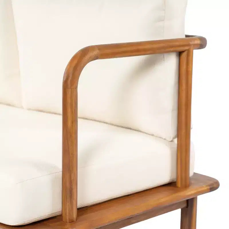 Ensemble de salon de jardin 2 pièces moderne Kazuya en bois d'acacia Christopher Knight Home avec coussin