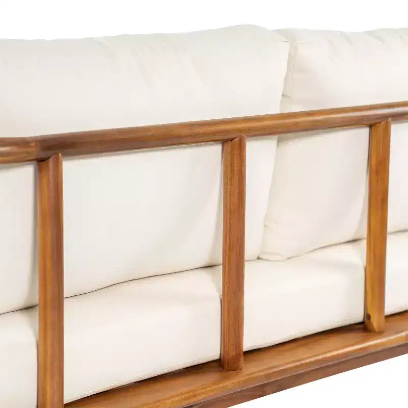 Ensemble de salon de jardin 2 pièces moderne Kazuya en bois d'acacia Christopher Knight Home avec coussin