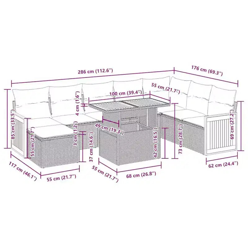 vidaXL Salon de jardin modulaire avec coussins en plusieurs couleurs