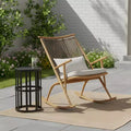 Christopher Knight Home Florette 2 Piece Outdoor Rattan Rocking Chair with Ceramic Tile End Table