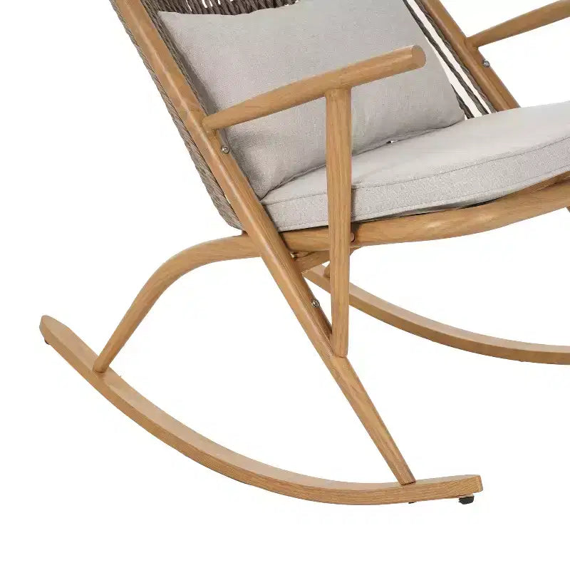 Christopher Knight Home Florette Ensemble de 2 fauteuils à bascule en rotin pour extérieur avec table d'appoint en céramique