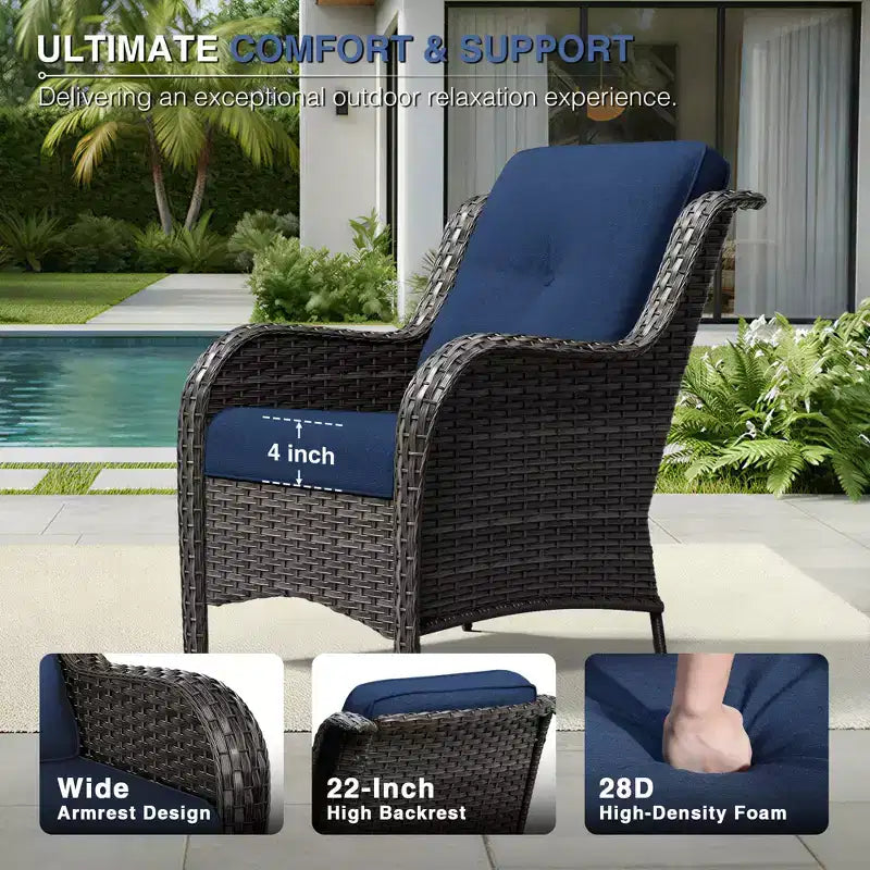 Ensemble de 2 chaises en osier d'extérieur UPTIOT avec table foyer et coussins tout temps