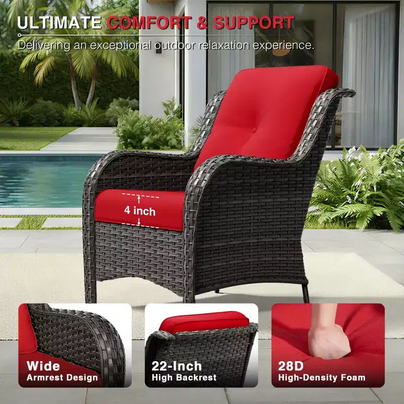 Ensemble de 2 chaises en osier d'extérieur UPTIOT avec table foyer et coussins tout temps