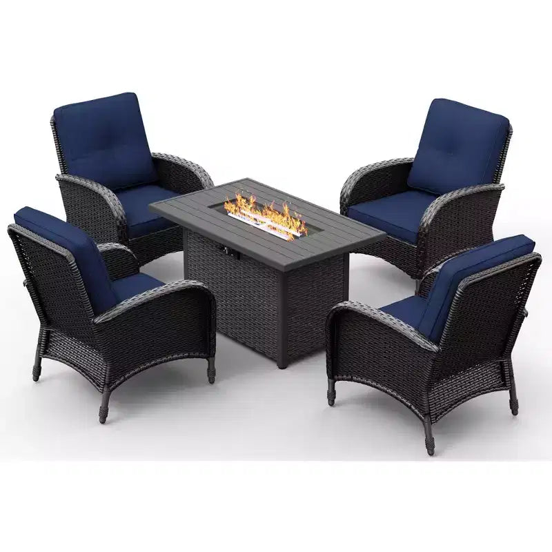 Chaises d'extérieur en osier UPTIOT avec table brasero convertible pour la détente sur la terrasse