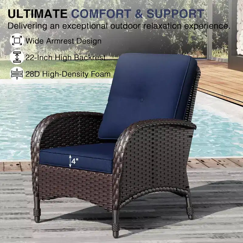 Chaises d'extérieur en osier UPTIOT avec table brasero convertible pour la détente sur la terrasse