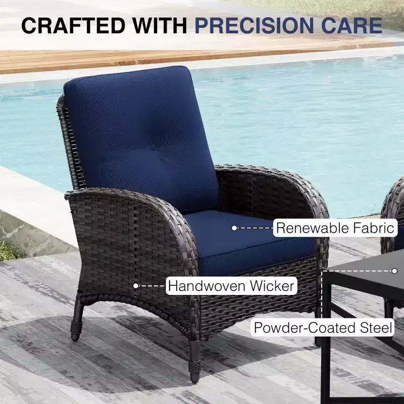 Chaises d'extérieur en osier UPTIOT avec table brasero convertible pour la détente sur la terrasse