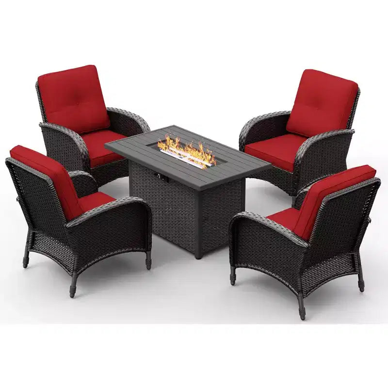 Chaises d'extérieur en osier UPTIOT avec table brasero convertible pour la détente sur la terrasse