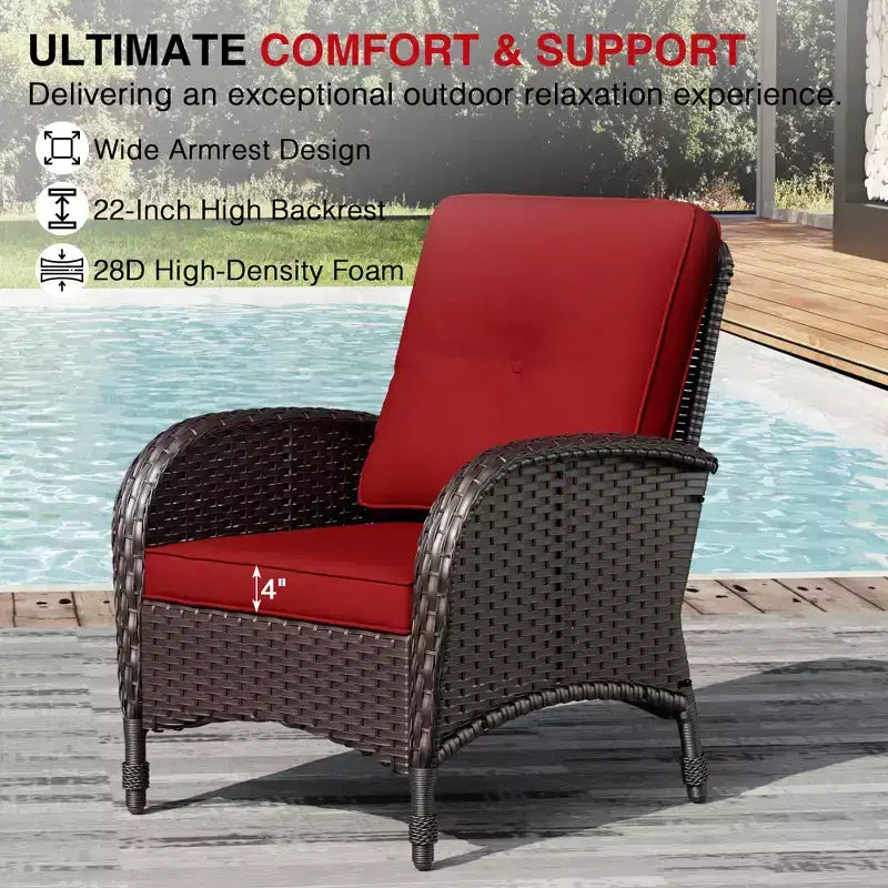 Chaises d'extérieur en osier UPTIOT avec table brasero convertible pour la détente sur la terrasse