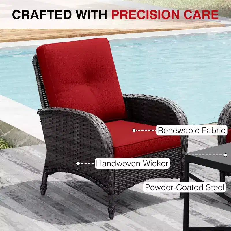 Chaises d'extérieur en osier UPTIOT avec table brasero convertible pour la détente sur la terrasse