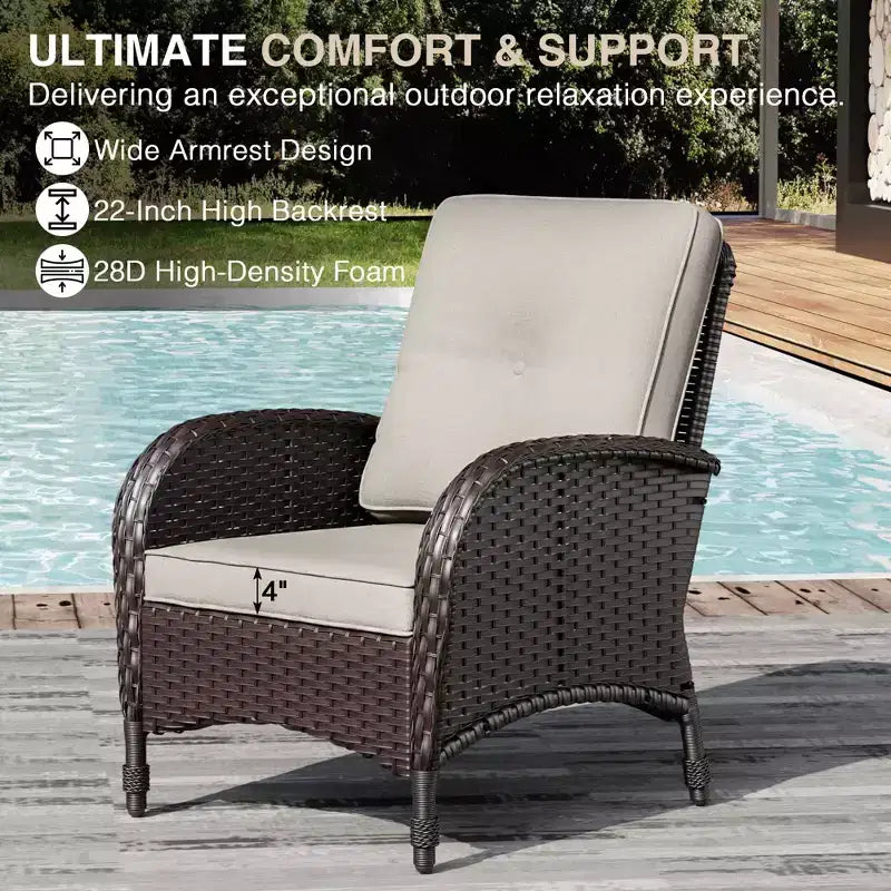 Chaises d'extérieur en osier UPTIOT avec table brasero convertible pour la détente sur la terrasse