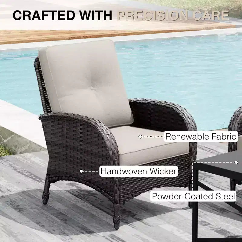 Chaises d'extérieur en osier UPTIOT avec table brasero convertible pour la détente sur la terrasse