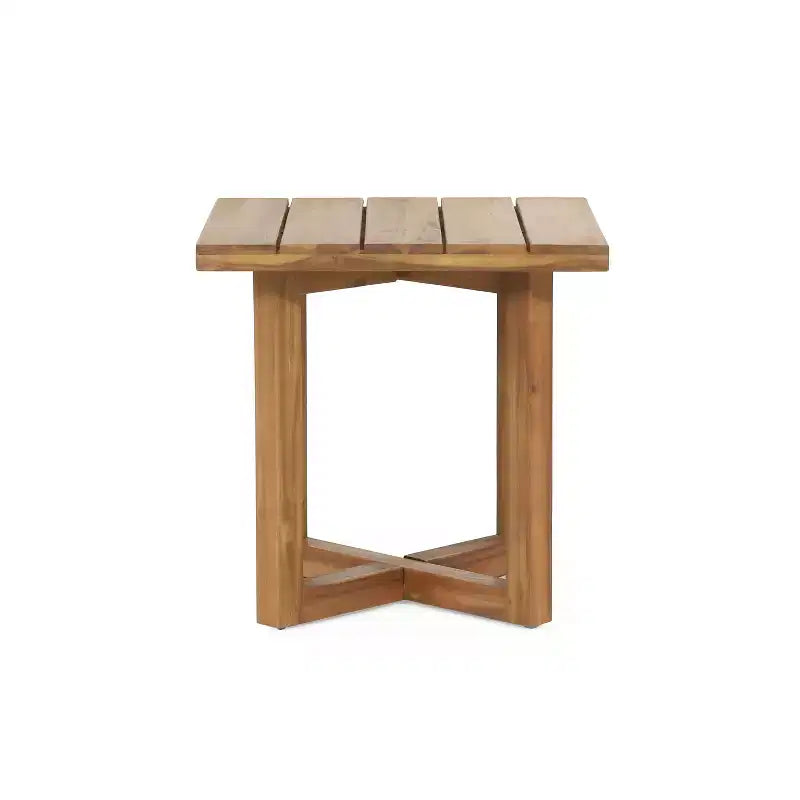 Christopher Knight Home Jian Ensemble de 2 chaises longues de patio en acacia et table d'appoint à lattes avec motif en osier