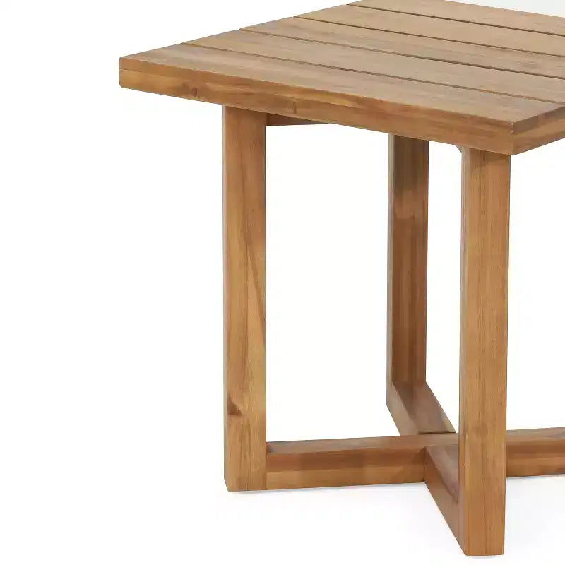 Christopher Knight Home Jian Ensemble de 2 chaises longues de patio en acacia et table d'appoint à lattes avec motif en osier