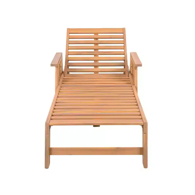 Christopher Knight Home Minho Ensemble moderne 3 pièces de transats de jardin en acacia et table à lattes avec accoudoir en osier