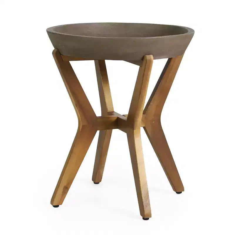 Christopher Knight Home Nguyen Ensemble de 3 chaises pivotantes de patio modernes en acacia avec design en corde et table d'appoint