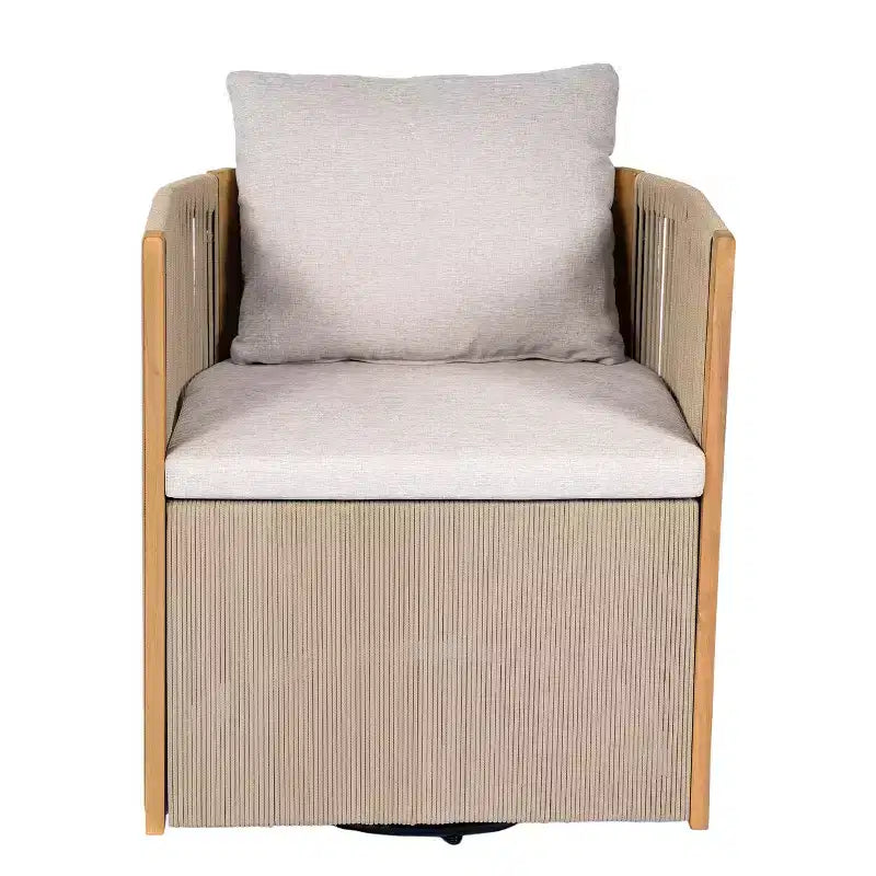 Ensemble de conversation d'extérieur pivotant ModernLuxe 2 ou 3 pièces, chaises pivotantes en rotin et bois d'acacia, ensemble de meubles de patio pour petits espaces