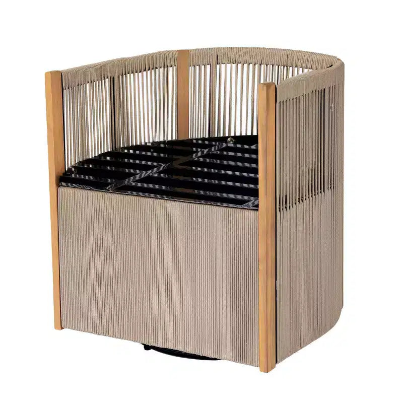 Ensemble de conversation d'extérieur pivotant ModernLuxe 2 ou 3 pièces, chaises pivotantes en rotin et bois d'acacia, ensemble de meubles de patio pour petits espaces