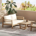 ModernLuxe 5-Piece Acacia Wood Outdoor Patio Sofa Set with Coffee Table, Patio Conversation Set with Beige Cushions, Light Teak Finish