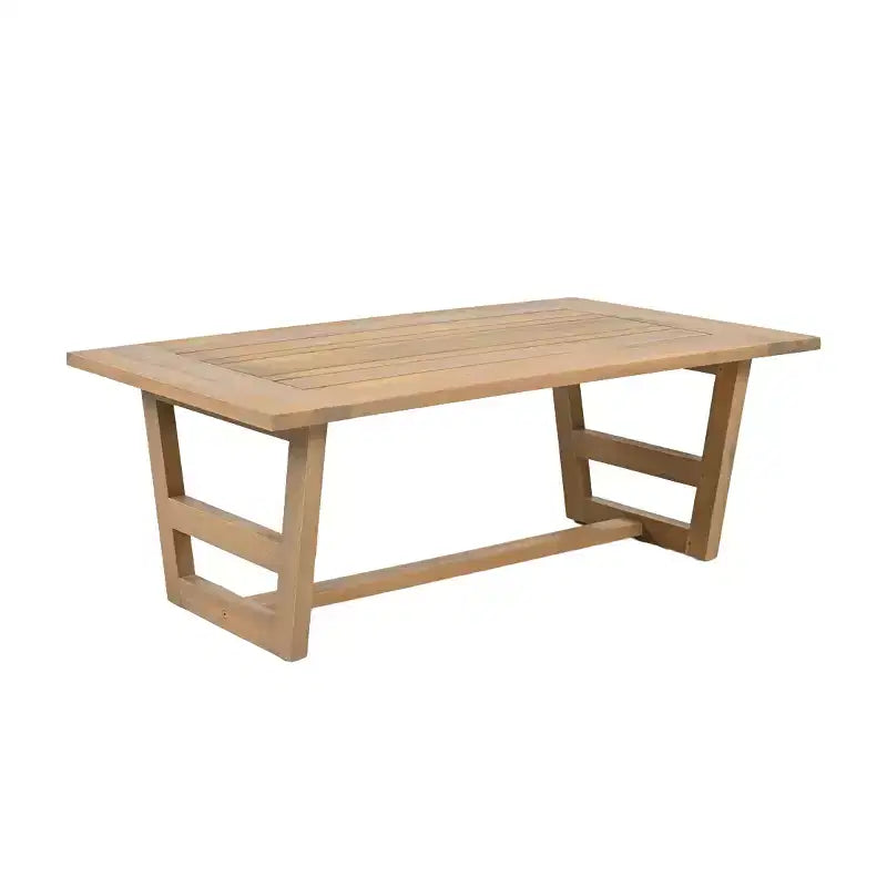 Ensemble de 5 meubles de patio ModernLuxe en bois d'acacia avec table basse, salon de jardin avec coussins beiges, finition teck clair