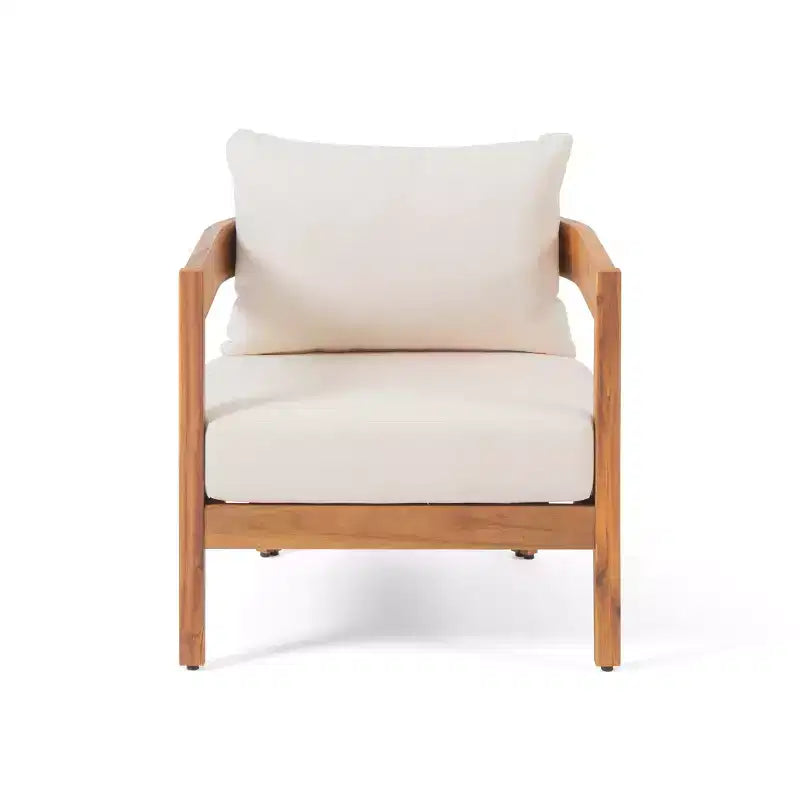 Christopher Knight Home Orin Ensemble de conversation de patio rustique 3 pièces en bois d'acacia avec coussins épais