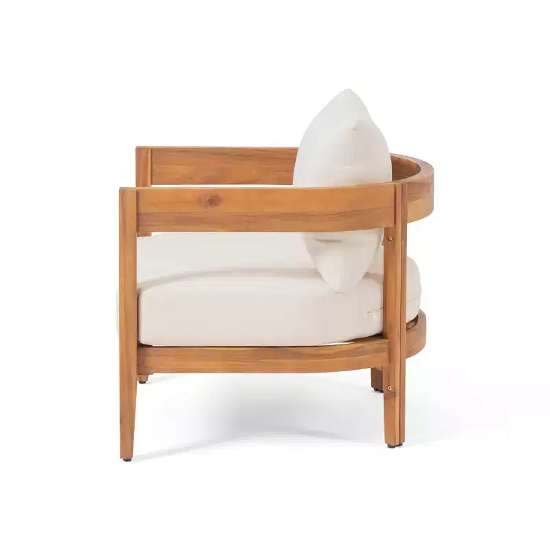 Christopher Knight Home Orin Ensemble de conversation de patio rustique 3 pièces en bois d'acacia avec coussins épais