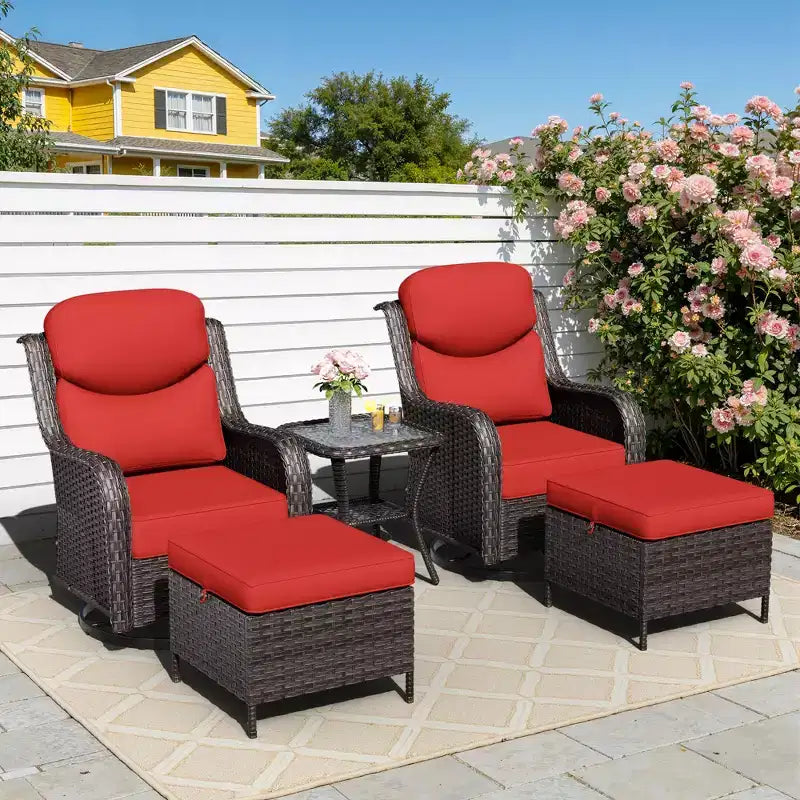 UPTIOT Ensemble de chaises berçantes d'extérieur avec pouf et table basse