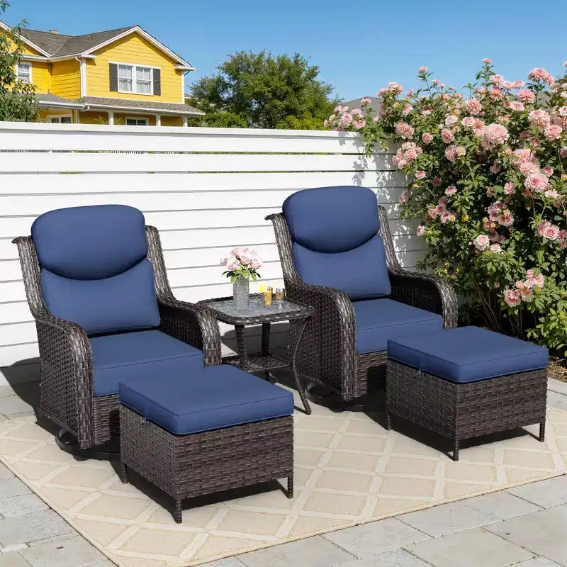 UPTIOT Ensemble de chaises berçantes d'extérieur avec pouf et table basse
