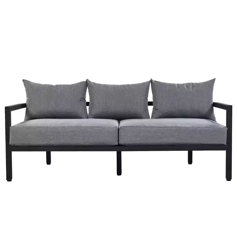 Ensemble de canapés de jardin 4 pièces en acier avec table basse, coussins imperméables, résistant à la rouille, pour arrière-cour, jardin et pelouse - Panipeachy