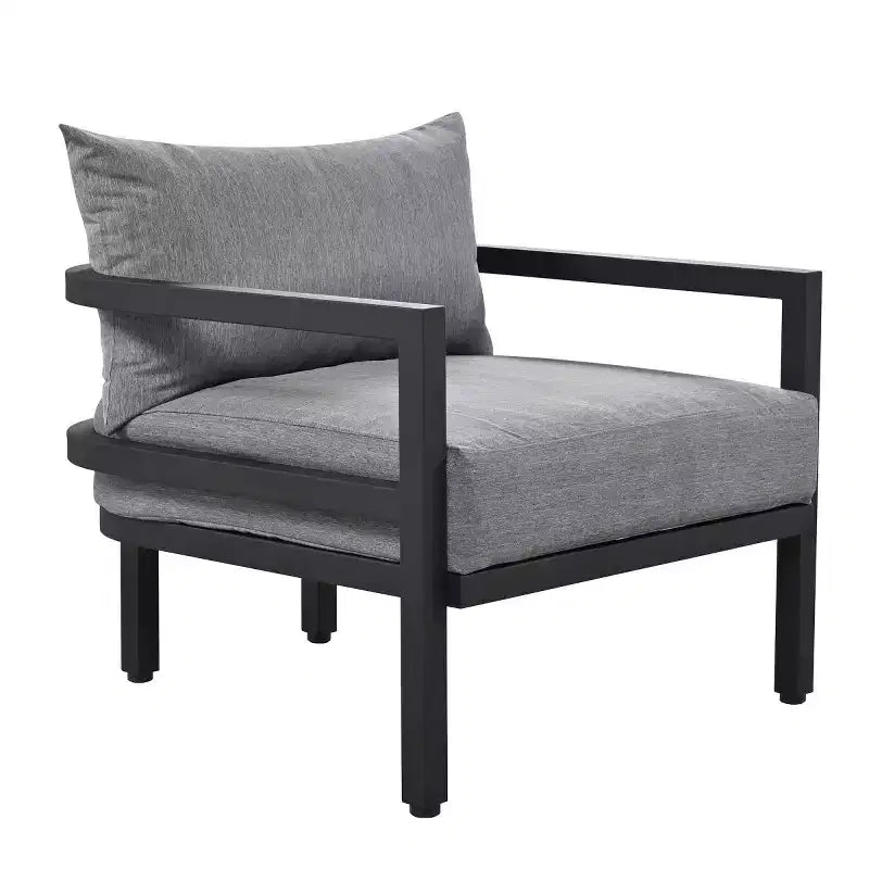 Ensemble de canapés de jardin 4 pièces en acier avec table basse, coussins imperméables, résistant à la rouille, pour arrière-cour, jardin et pelouse - Panipeachy