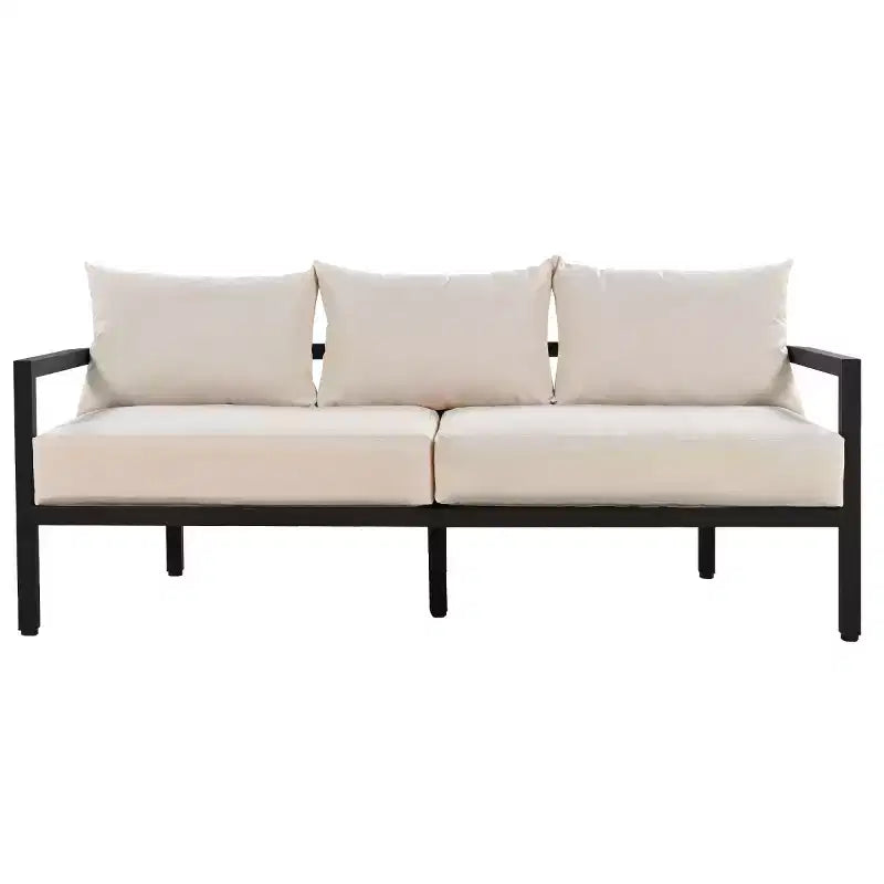 Ensemble de canapés de jardin 4 pièces en acier avec table basse, coussins imperméables, résistant à la rouille, pour arrière-cour, jardin et pelouse - Panipeachy