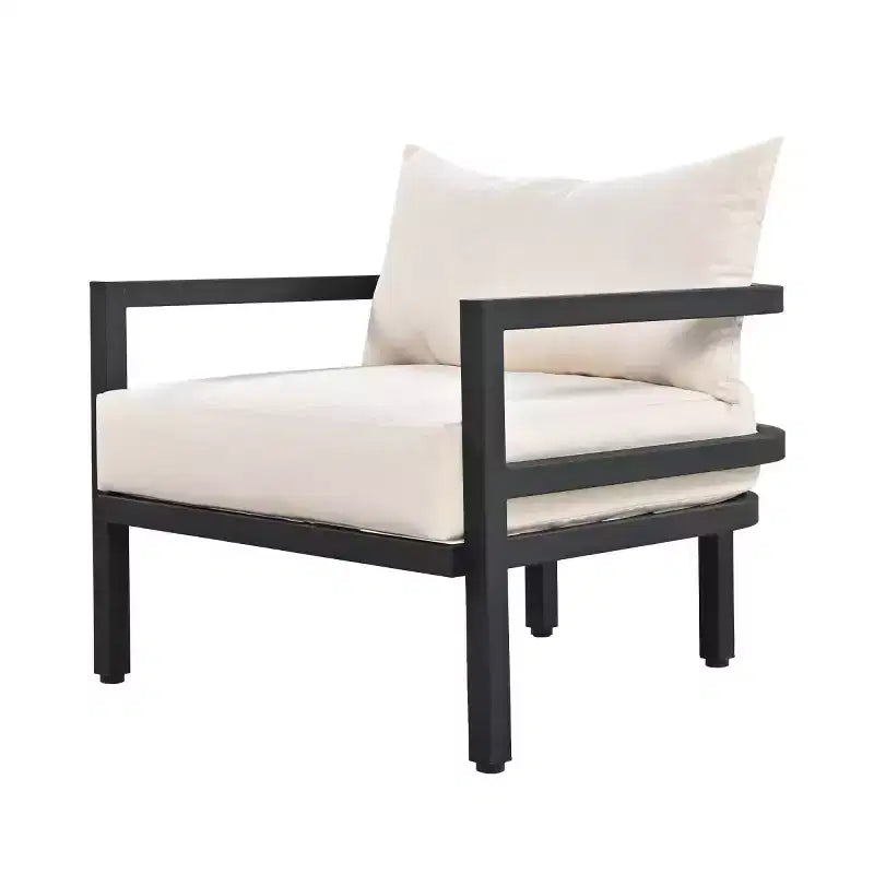 Ensemble de canapés de jardin 4 pièces en acier avec table basse, coussins imperméables, résistant à la rouille, pour arrière-cour, jardin et pelouse - Panipeachy