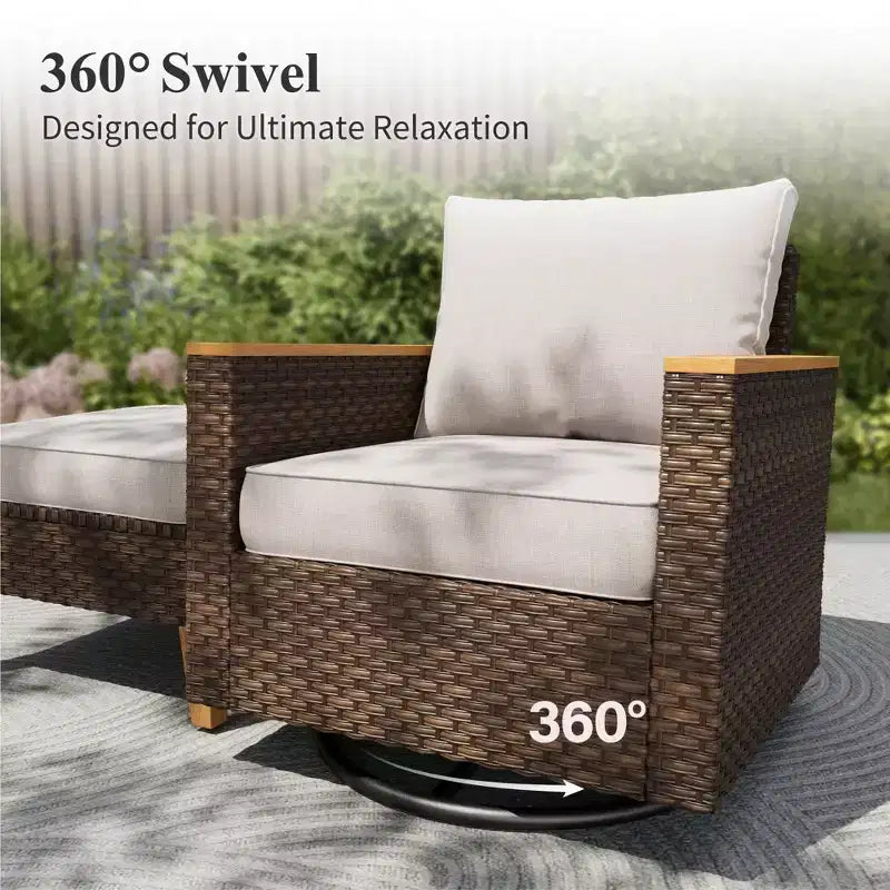 Captiva Designs Ensemble de conversation d'extérieur 11 pièces en rotin demi-lune incurvé avec pouf rembourré
